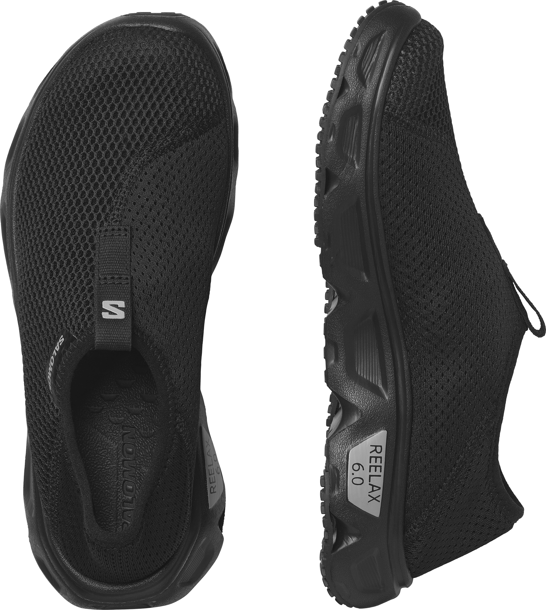 Hausschuh SALOMON "REELAX MOC 6.0", Damen, Gr. 40, Textil, schwarz, Synthetik, Textil, Schuhe Hausschuh, Erholungsschuh, Trekkingsandale, Slipper, Mule schwarz 40, Textil
