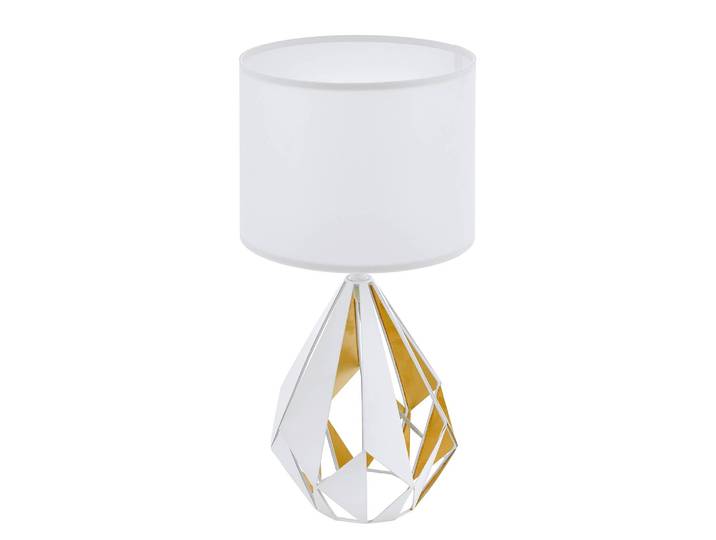 Lampe Carlton II Ø 25cm Blanc/Blanc/Doré Tissu E27