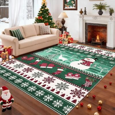Garvee Winter Snowman Christmas Area Rug