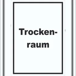 Trockenraum Schild mit Text Wäsche trocknen hochkant A5 (148x210mm)