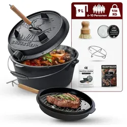 GUSSKÖNIG Eingebrannter Dutch Oven Set 9L ohne Füße