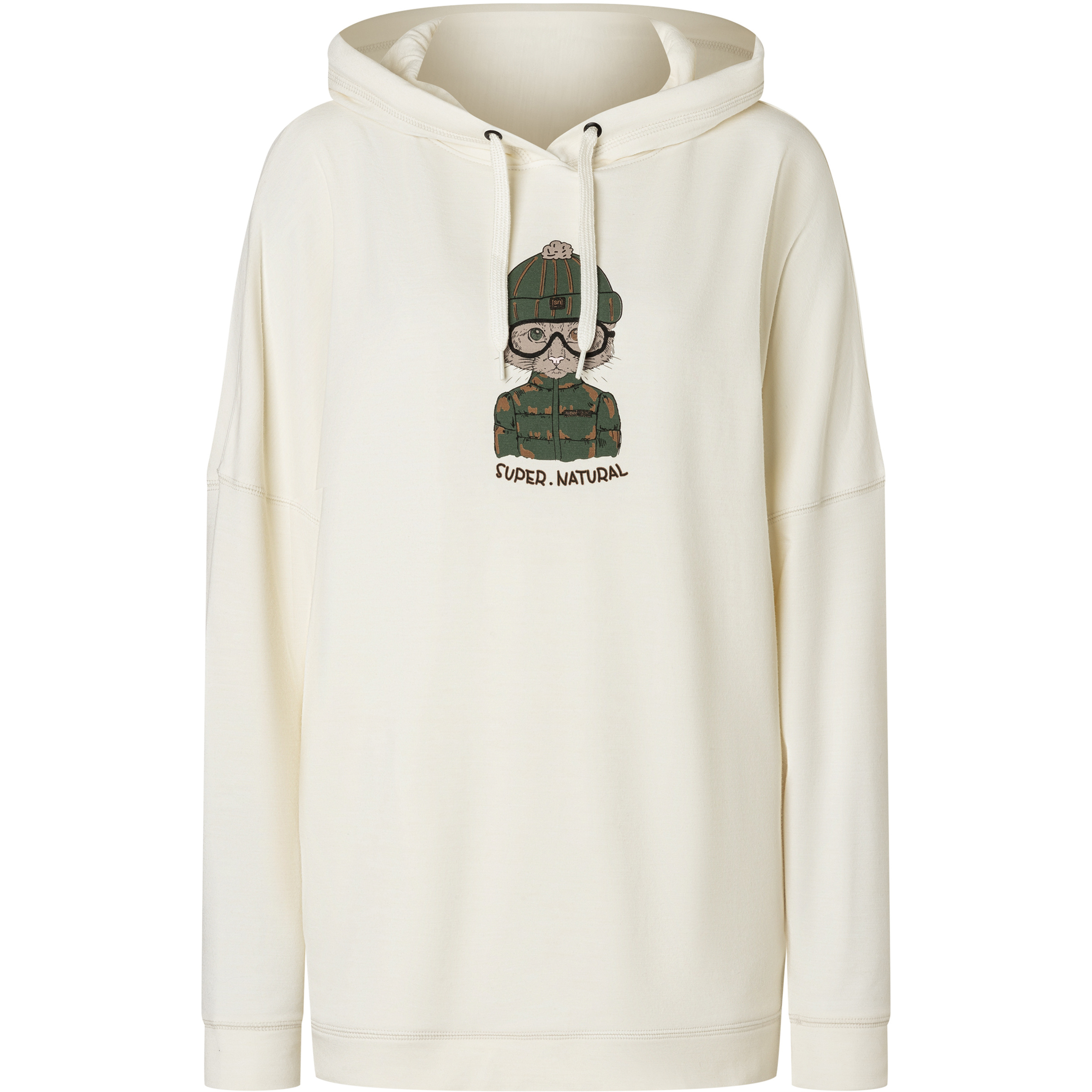 Super.Natural Snow Cat Damen Hoodies weiss Größe S Trekking Hautfreundlich Merinowolle
