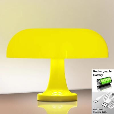 Inspired Finds Minimalist Modern Orange Mushroom Table Lamp Danish Designer Style yellow Charging