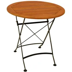 Klapptisch Outdoor rund 75 cm Durchmesser Eukalyptusholz & Stahl