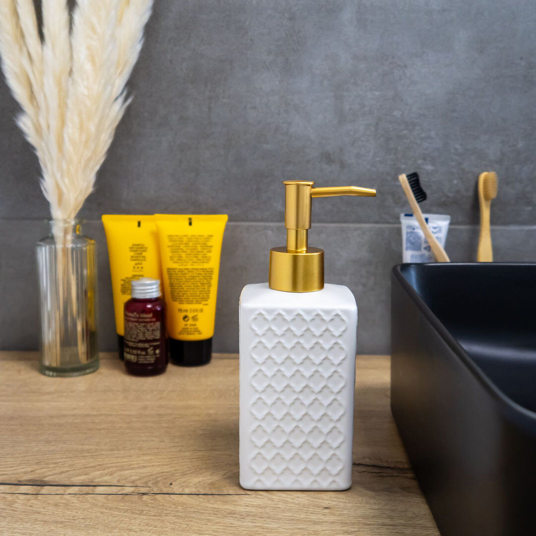 Fairmont Park Ahmani Ceramic / Porcelain Soap Dispenser White 17.5cm H X 7.5cm W X 6.5cm D
