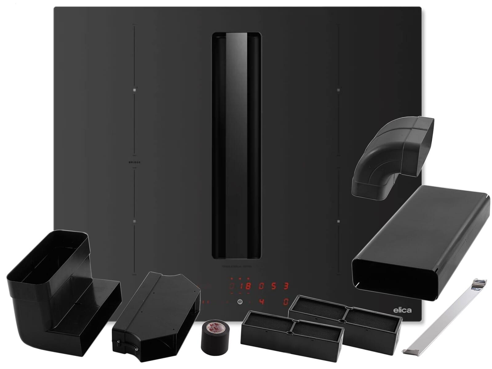 Elica SET NikolaTesla Alpha Advance Raw BL/A/60 - PRF0211079 Kochfeldabzug Induktion Schwarz Matt + KIT0167756 Installationsset Umluft