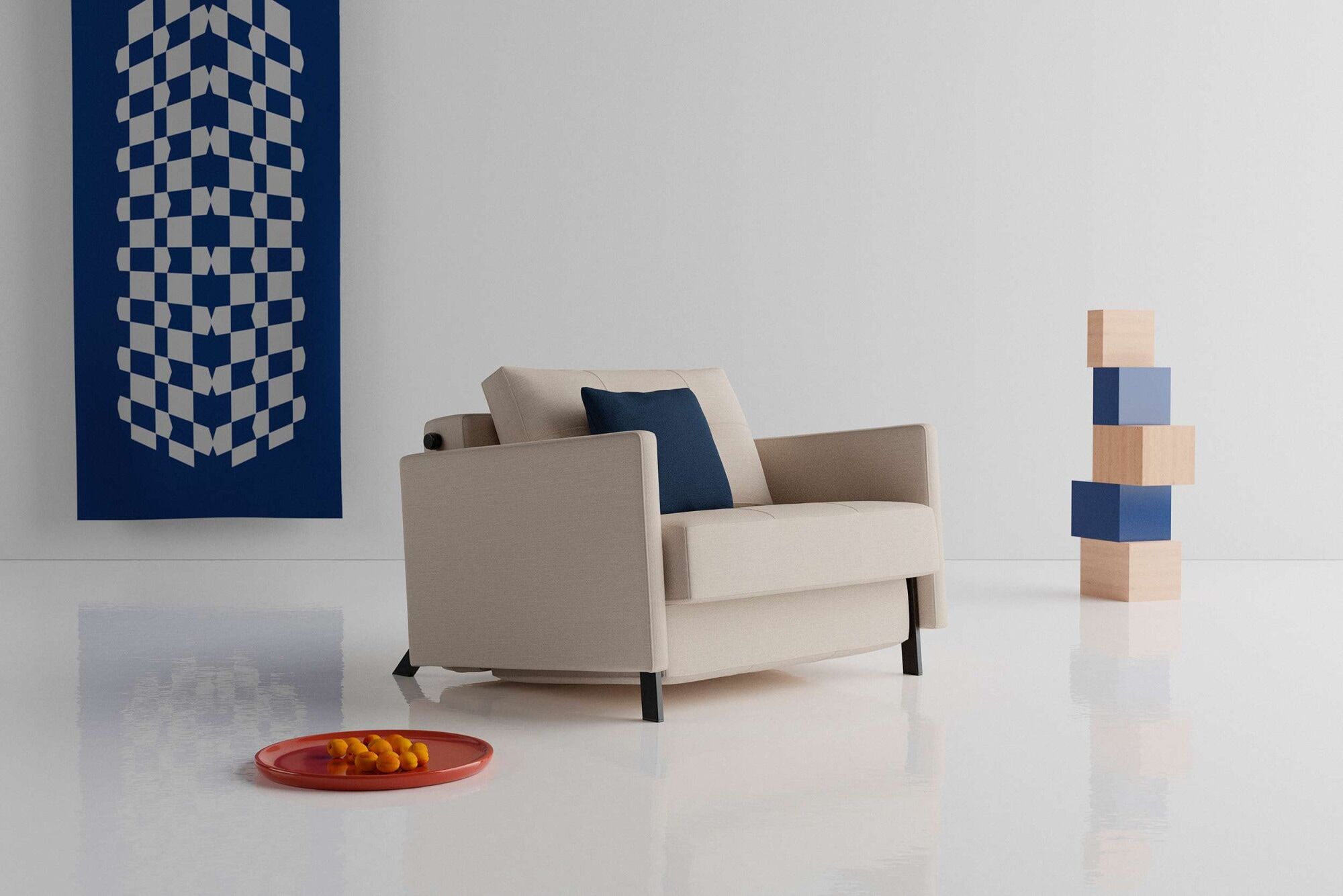 Sessel INNOVATION LIVING ™ "CUBED 90 mit Armlehnen, Schlafsessel Breite 104cm", beige (sand), B:104cm H:77cm T:103cm, Sessel, Sessel