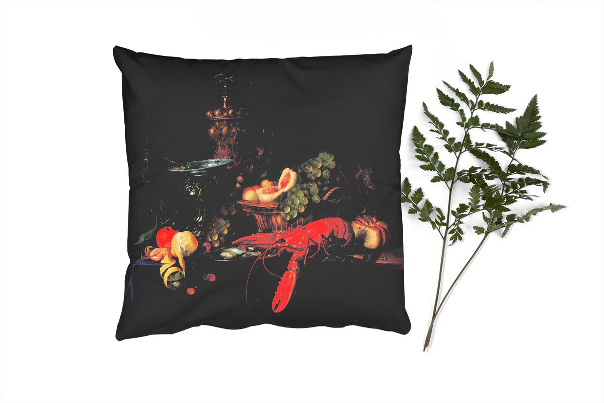 PillowMonkey Sierkussen Stilleven met een gouden bokaal Oude meesters 40x40 cm