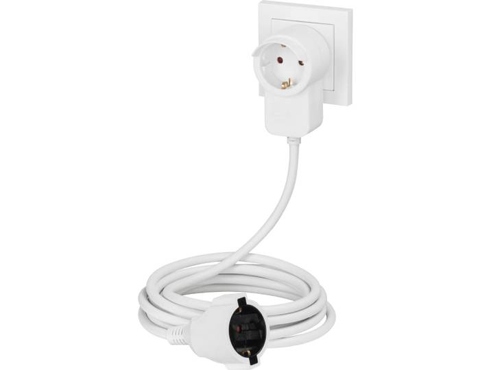 Verlängerungskabel HAMA, weiß, B:17,2cm H:5,3cm T:19cm, Kabel, Verlängerungskabel, Schutzkontakt, Zusatzsteckdose, Strom-Verlängerungskabel