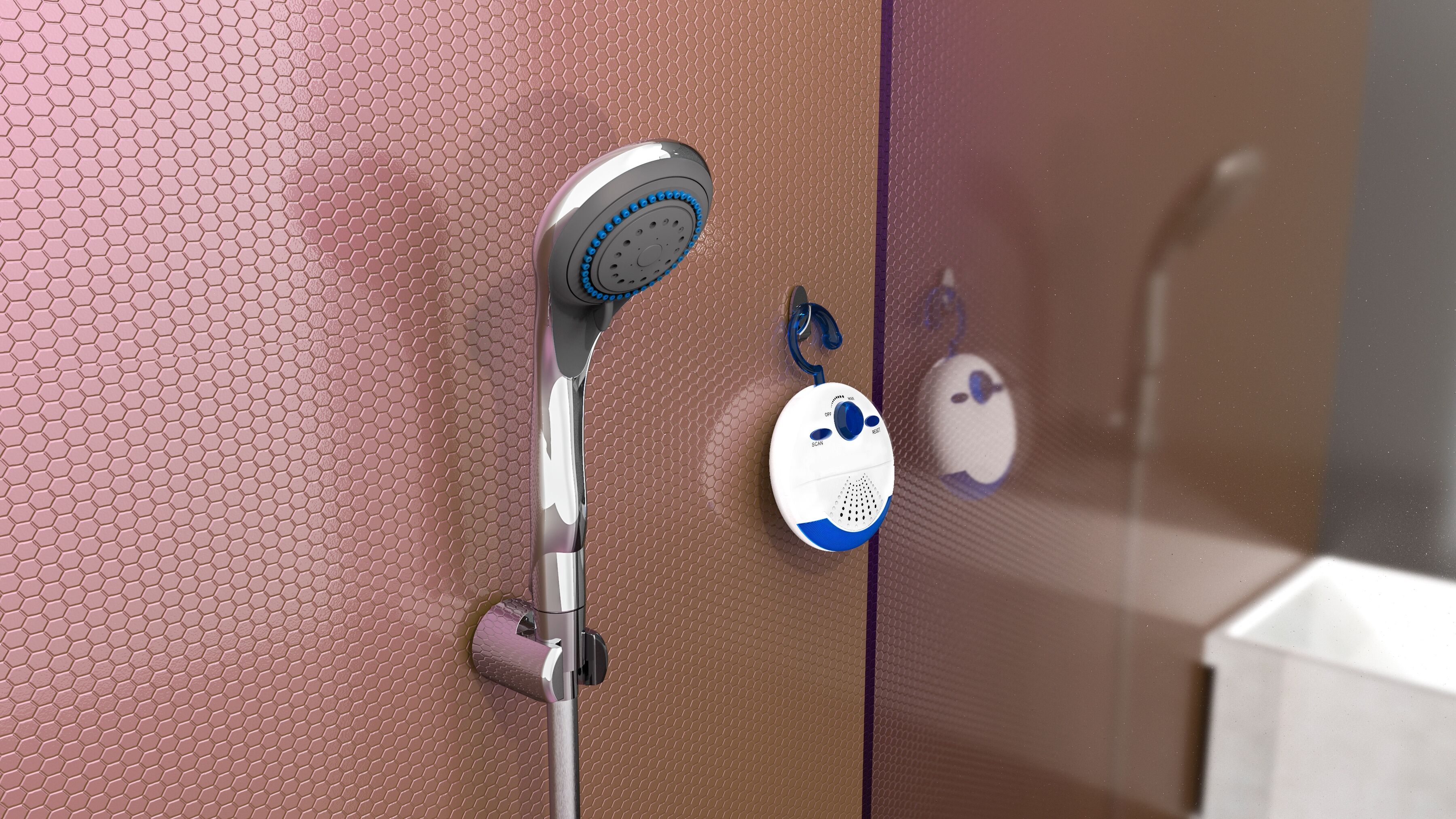 Handbrause KIRCHHOFF "SHOWER & SWING", grau (chromfarben), B:11,5cm H:24cm, Duschköpfe, Handbrause, mit Duschradio chromfarben Einheitsgröße