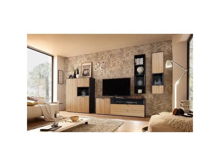 Étagère murale I Panneau aggloméré plaxé Noir 35 x 129 x 32cm