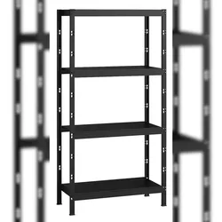 SCHULTE Regalwelt Profi-Steckregal mit 4 Böden, 195x100x50 cm (HxBxT), Traglast pro Ebene 120 kg, schwarz-Struktur, Lagerregal, Kellerregal