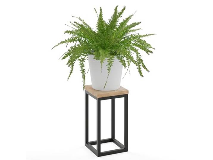 LAMO Manufaktur 30 cm Support Plantes Piédéstal pour Plantes Porte-plantes Interieur Cadre Noir Plateau 100% Bois Massif Couleur: Naturel