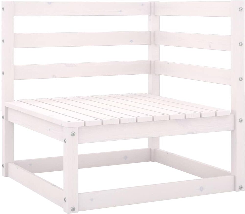 vidaXL Canapé à 3 places de jardin Blanc Bois de pin solide