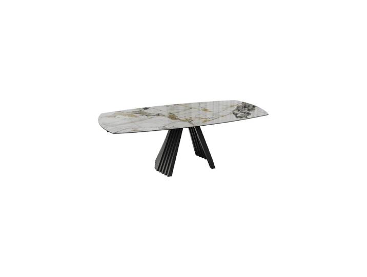 Ausziehbarer Designer Esstisch „Gotham“ aus Keramik, in verschiedenen Grössen Doro glänzend 150-230 x 110 cm Akante Design