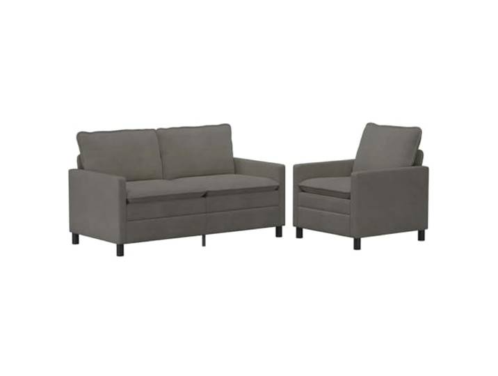 KKgypkn Cordsofa Set 2 Sitzer Hellgrau Stoff Robuster Metallrahmen, Abnehmbare Bezüge, Flache Armlehnen, Modernes Design