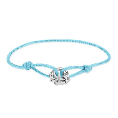 Armband LIEBESKIND BERLIN "Schmuck Geschenk Nylonarmband Lora", edelstahlfarben, hellblau, Armbänder, Damen, 21cm, Edelstahl Nylon, Edelstahl, Nylon, Armband