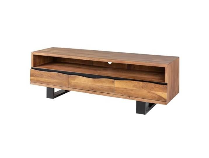 invicta INTERIOR Massives TV-Board Mammut 160cm Akazie Metall Baumkante Lowboard Fernsehschrank TV-Schrank Akazienholz