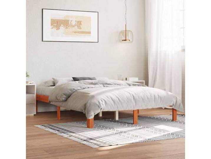 YUOTYRKTEJRSG Massives Kiefernholz Lattenrost Stabilität Braun 140x190 cm Massivholzbett ohne Matratze Wachsbraun 140x190 cm Kiefernholz Bettgestell Stabil Schlafzimmer