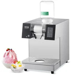 VEVOR Kommerzielle Schneeflocken-Eismaschine Schneeeisbereiter, 240 kg/24h Schneeflocken-Eismaschine, Edelstahl-Eisrasierer, elektrischer Schneekegel-Maker, Flüssigkeitskühlsystem mit Touch-LCD