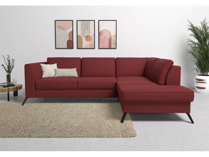 Ecksofa, 248x201 cm, Luxus-Mikrofaser, Bordeaux, Sitztiefenverstellung, Modern, SIT & MORE