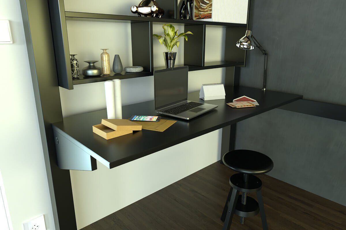 ABC MEUBLES Schreibtisch regal 140cm aus Holz für Hochbett - Schwarz