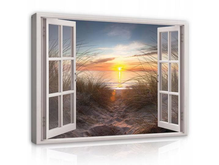 LEINWANDBILD Fenster Strand Meer Bilder 120x80