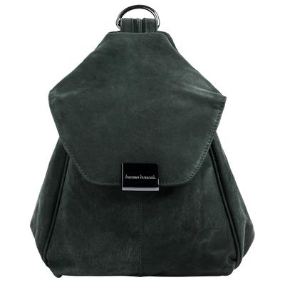 Cityrucksack BRUNO BANANI "BRUNO BANANI Damen echt Leder", Damen, Gr. B/H/T: 25cm x 20cm x 9cm, onesize, grün, Leder, Rindsleder, unifarben, Rucksäcke Cityrucksack, echt Leder