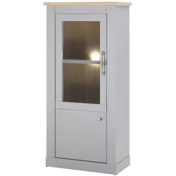 VITRINE grau, Artisan Eiche Landhaus 68 cm, Vitrinenschrank 2-türig