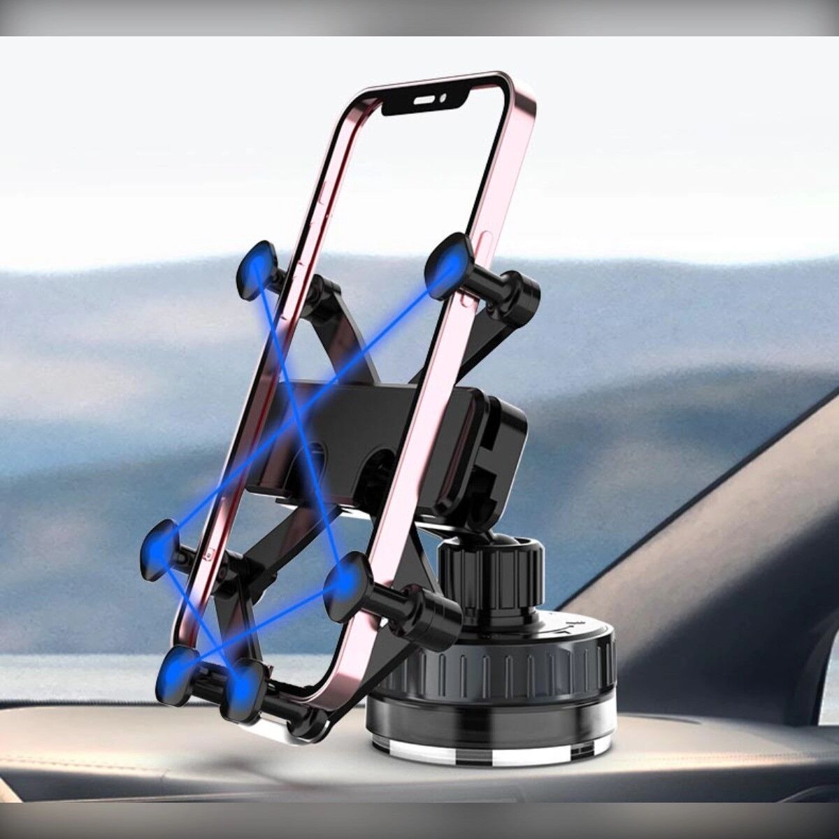 INF Schwerkraft-Vakuum-Autohalter - Automatischer Einhand-Saughalter mit 720° Rotation, Stoßdämpfung, Universal 4.6-7.0 inch