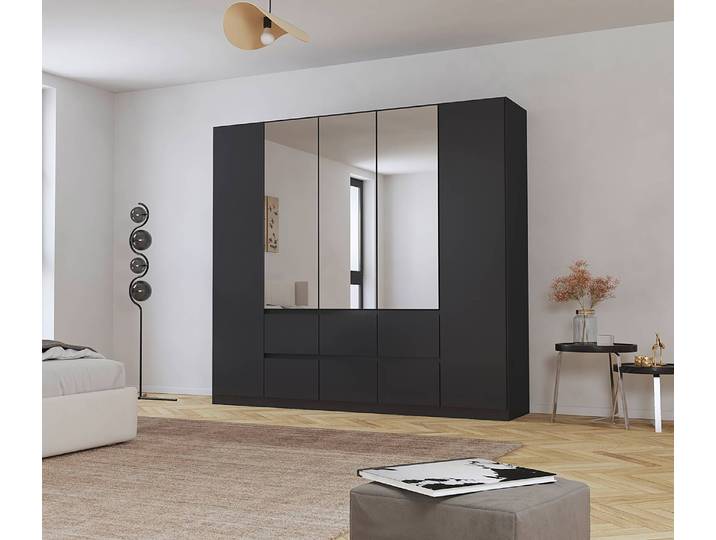 Drehtürenschrank Mainz 226cm Grau/Graumetallic Basic mit Spiegeltür/-en