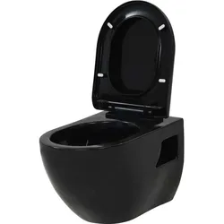 Helloshop26 - Wandhängende Keramik-Toilettenschüssel schwarz 02_0003572