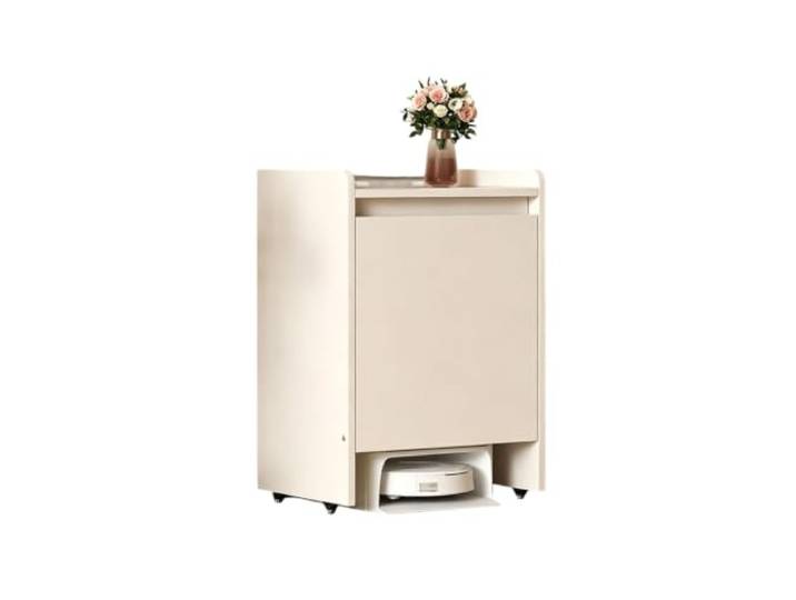 Dexinhdh Aufbewahrungsschrank für Saugroboter/Regal für Saugroboter Passend für die meisten Saugroboter-Stationen – für Wohn- oder Schlafzimmer(White,50 x 45 x 75 cm)