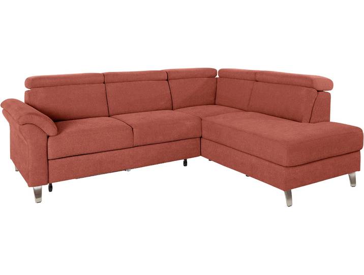 Ecksofa, Orange, 245x194 cm, Struktur weich, Kopfteilverstellung, Modern, SIT & MORE