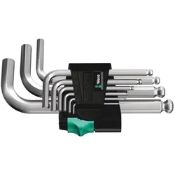 Wera 950/9 Hex-Plus 3 Winkelschlüsselsatz, metrisch, gestellverchromt, 9-teilig - 05133163001