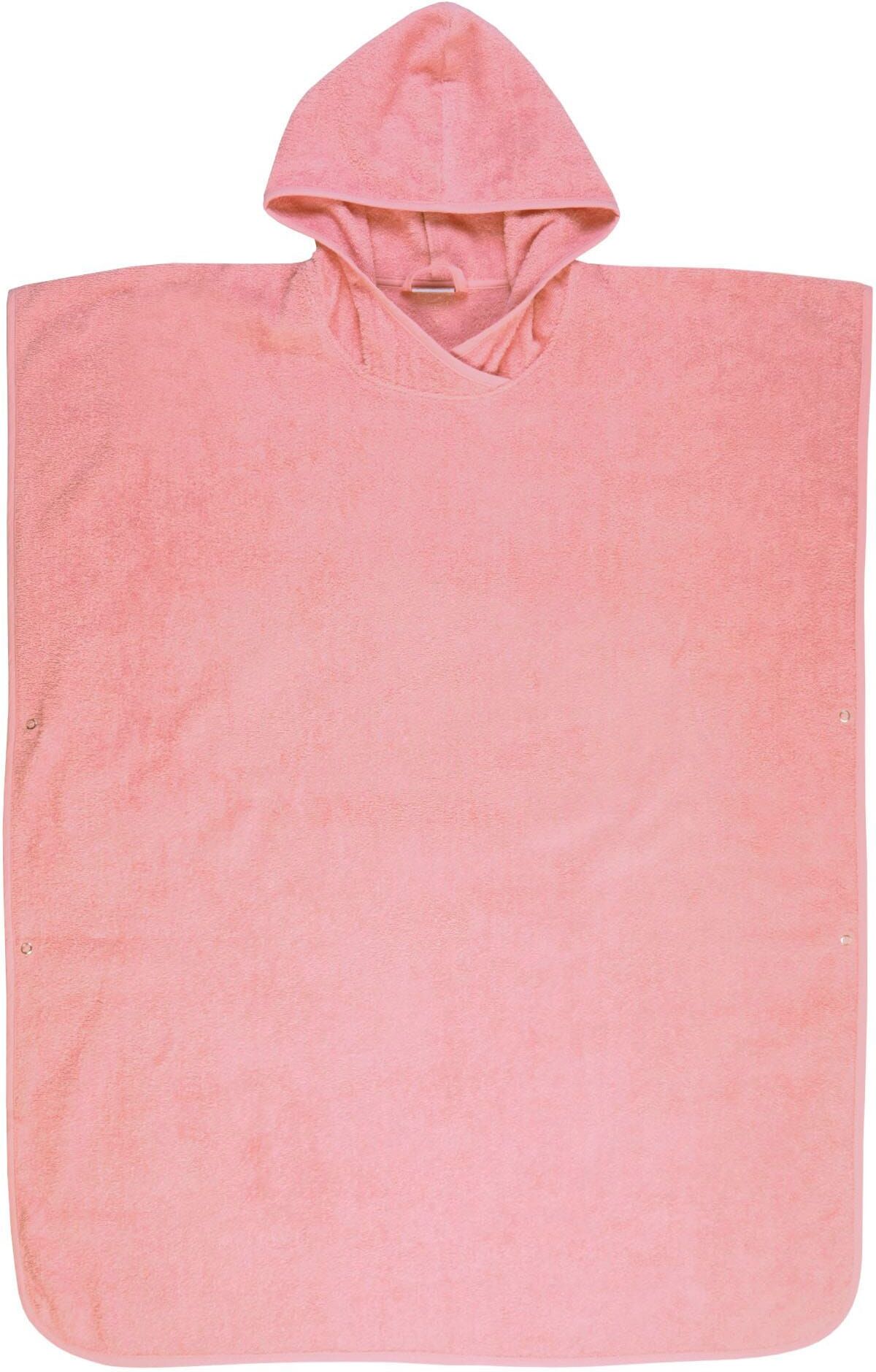 Badeponcho WÖRNER "Badeponcho Uni" Gr. L, rosa (erika), L:100cm, Baumwolle, Hausmäntel, Badeponcho, maschinenwaschbar, trocknergeeignet