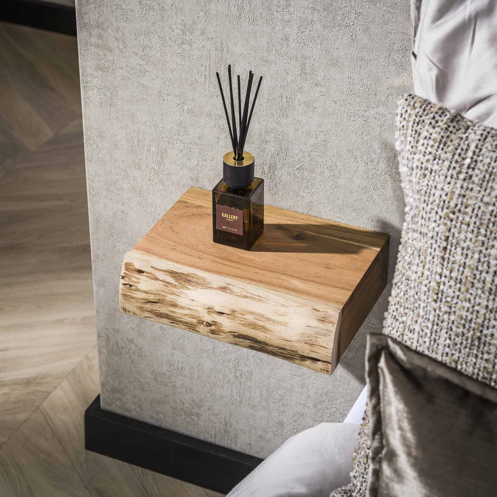LifestyleFurn Zwevend Nachtkastje Hind XS Set van 2 stuks, Massief Acaciahout, Naturel