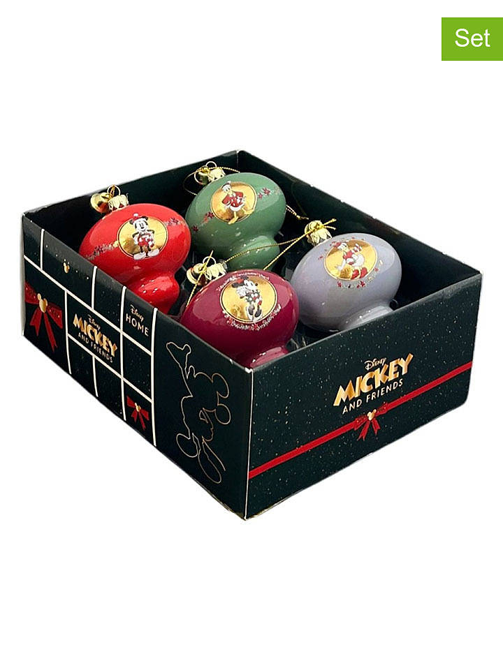 Christmas Inspirations 4er-Set: Christbaumkugeln "Mickey & Friends" in Bunt - Ø 7,5 cm - onesize