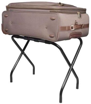InRoom Designs Heavy-Duty Folding Luggage Rack with Metal Frame and Durable Support Straps, Portable Suitcase Stand