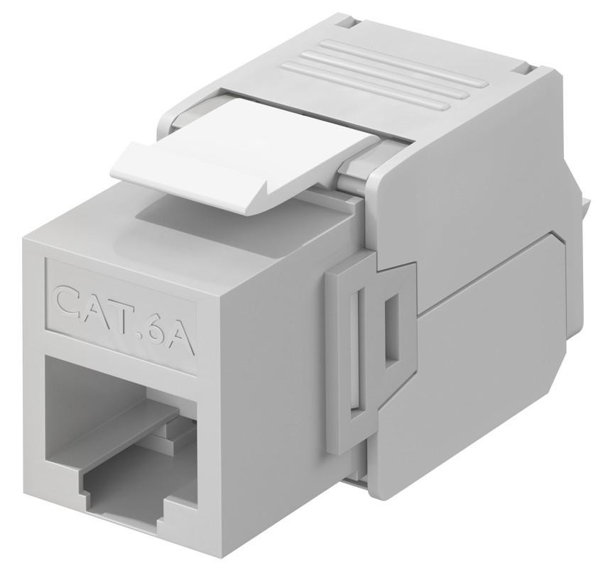 Goobay CAT 6A Keystone RJ45 module UTP 500 MHz lichtgrijs