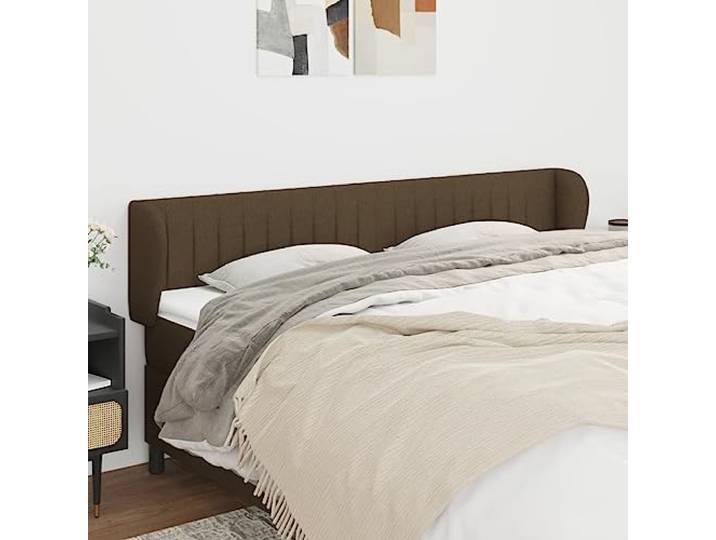 KTHLBRH Kopfteil in Dunkelbraun, aus klassischem Stoff, mit Beinen aus massivem Lärchenholz, höhenverstellbar, zur Unterstützung des Rückens, elegantes Design und Material