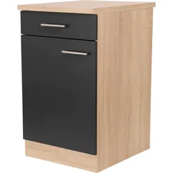 Küchenunterschrank Merle Schwarz/Eichefarben
