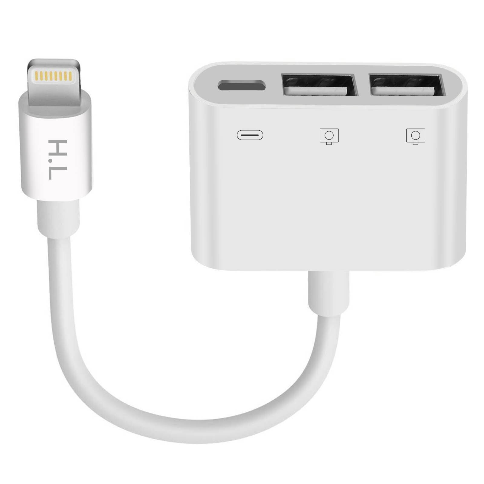 Avizar Lightning-naar-USB-adapter en Lightning-adapter voor Apple iPhone / iPad, wit