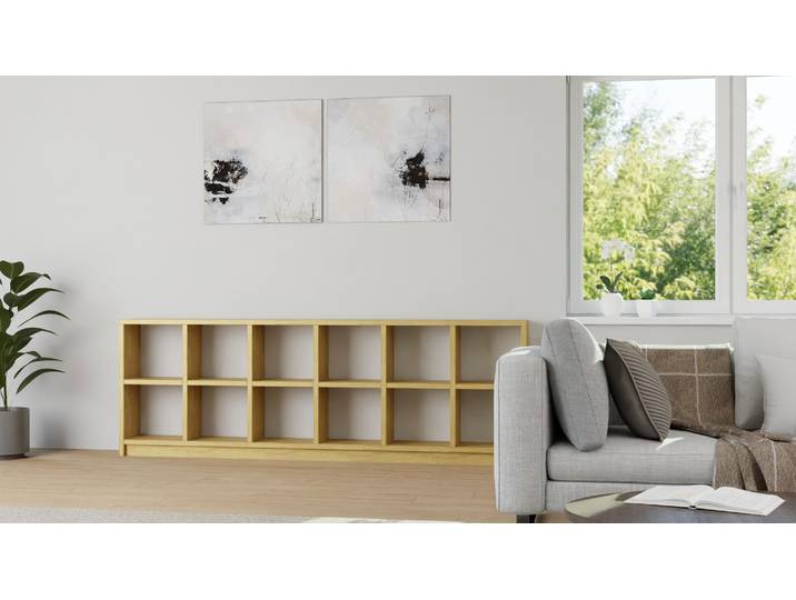 Niedriges Bücherregal - Sideboard für Bücher und Deko geeignet Eiche Natur geölt