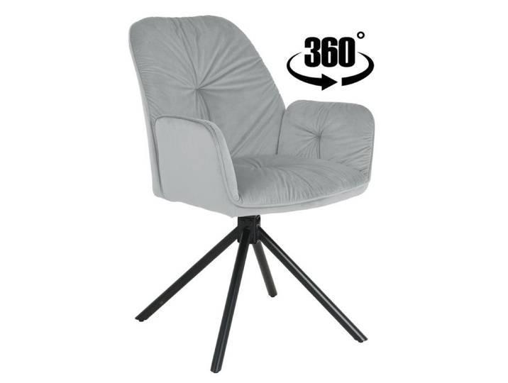Chaise pivotante rembourrée en velours KOEN gris clair