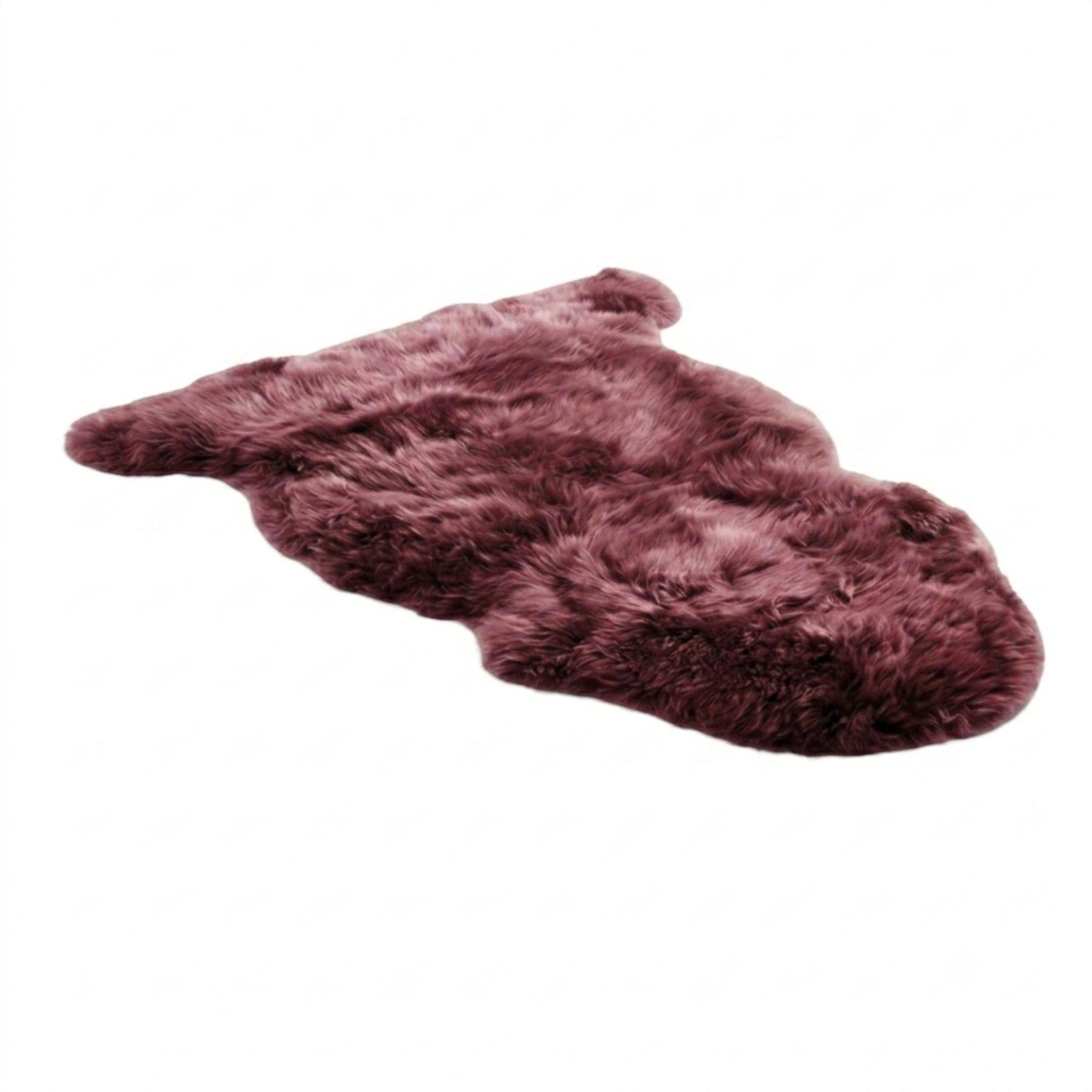 Echter burgunderroter Schaffell, natürlicher, seidiger, weicher, flauschiger echter Wollteppich