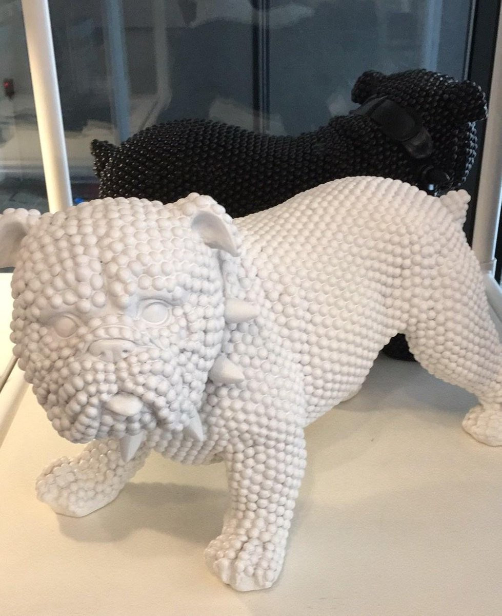 Pusher Decoratief Beeld Hond - Bulldog Bruto - Wit - Hoogte: 25 cm