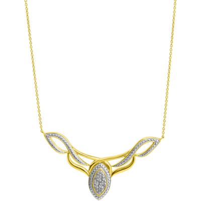 Kette mit Anhänger FIRETTI "Schmuck Geschenk Silber 925 Halsschmuck Halskette Statement Navette", silber (gelbgoldfarben, silberfarben), Halsketten, Damen, 0,02, Diamanten Silber 925 (Sterlingsilber), L: 45 B: 1,1mm, Diamanten, Silber 925...