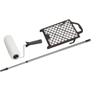 Böttcher-AG Farbroller Mikrofaser, 25cm, für Wandfarbe, mit Farbwalze, Abstreifgitter & Teleskopstange