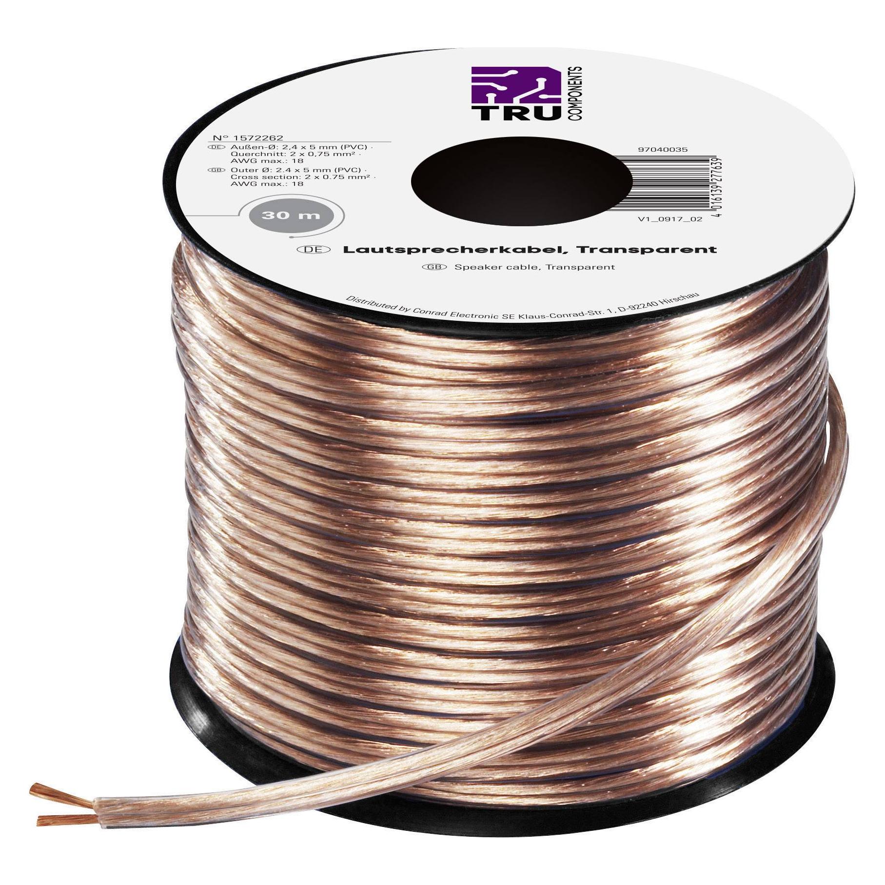 Tru Components Lautsprecherkabel (30 m, 0.75 mm²) (1572262)